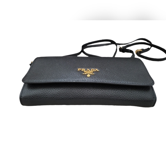 PRADA Black Leather Wallet On Chain Crossbody Bag Shoulder Bag - Picture 4 of 16